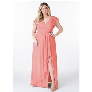 Azazie Omari Coral A-Line Chiffon Dress